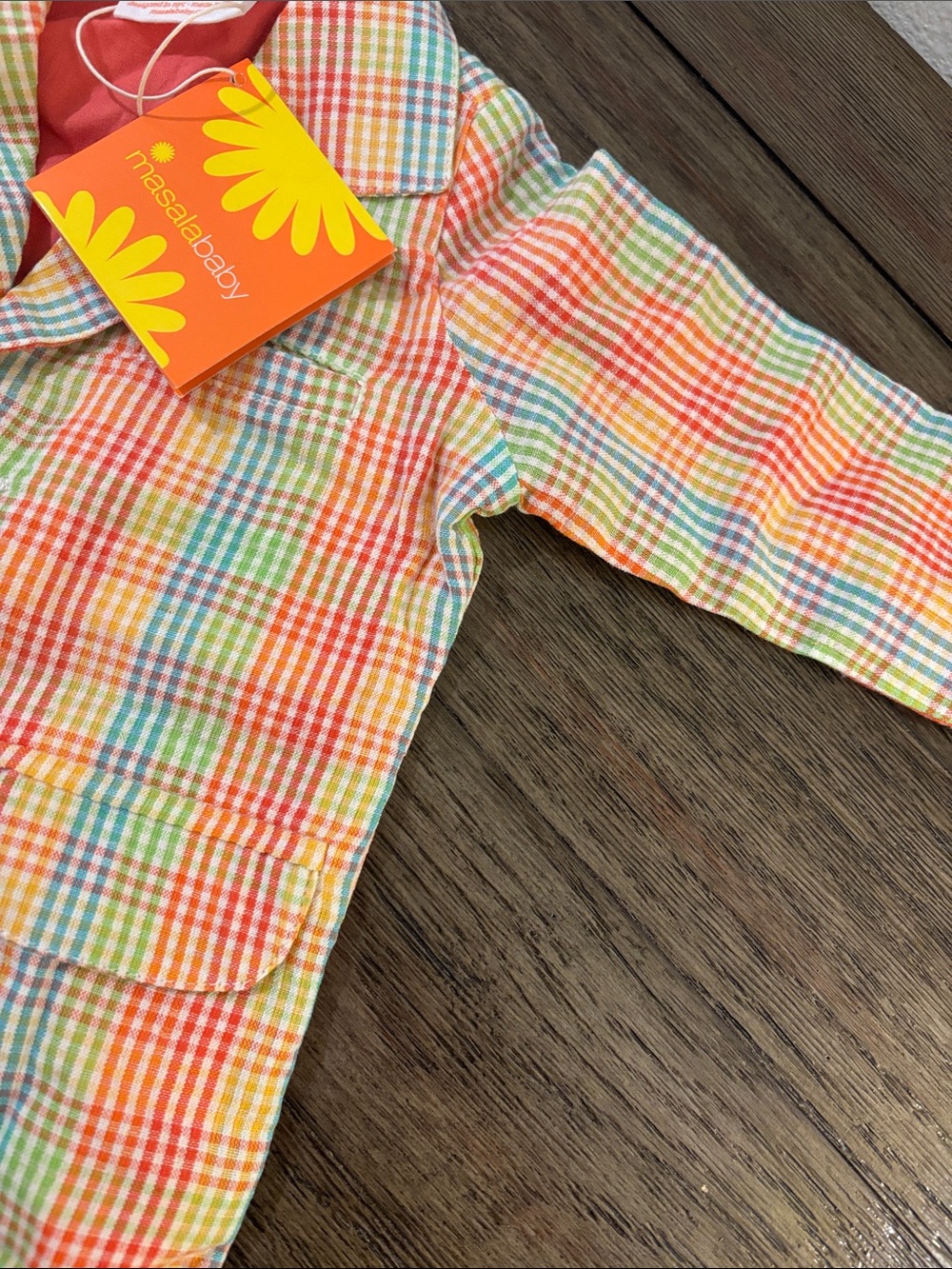 NWT [Masala Baby] Crosby Buttoned Blazer Multi-Color Plaid Baby/Toddler 3-6M - Picture 7 of 16